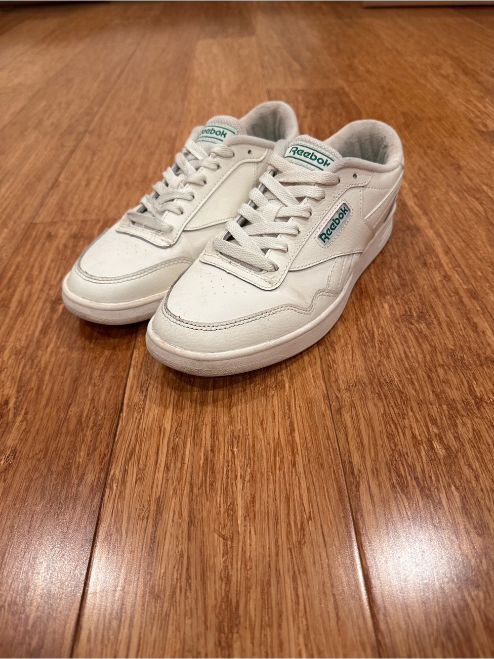 Reebok White Leather Sneakers with Green Logo